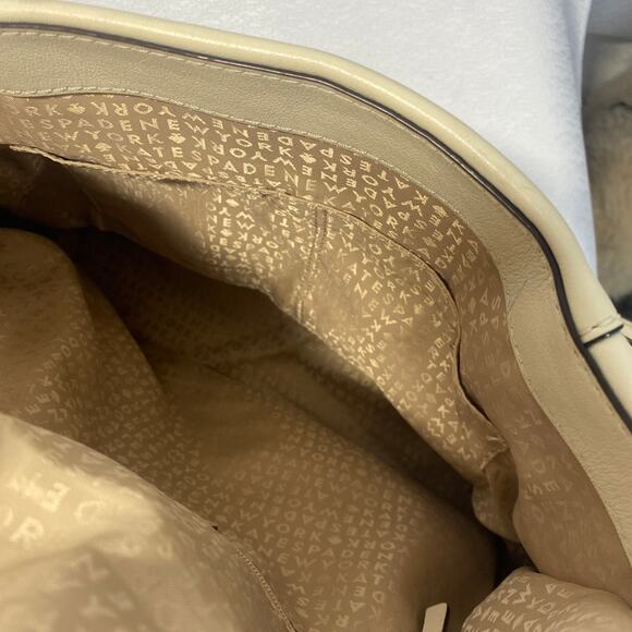 Kate Spade Crossbody Handles Satchel Cream Leather Gold Satin Liner - Picture 5 of 9